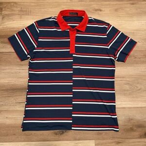 G/Fore Golf Polo Shirt Mens L Red White Blue Mauna Lani Hawaii Logo